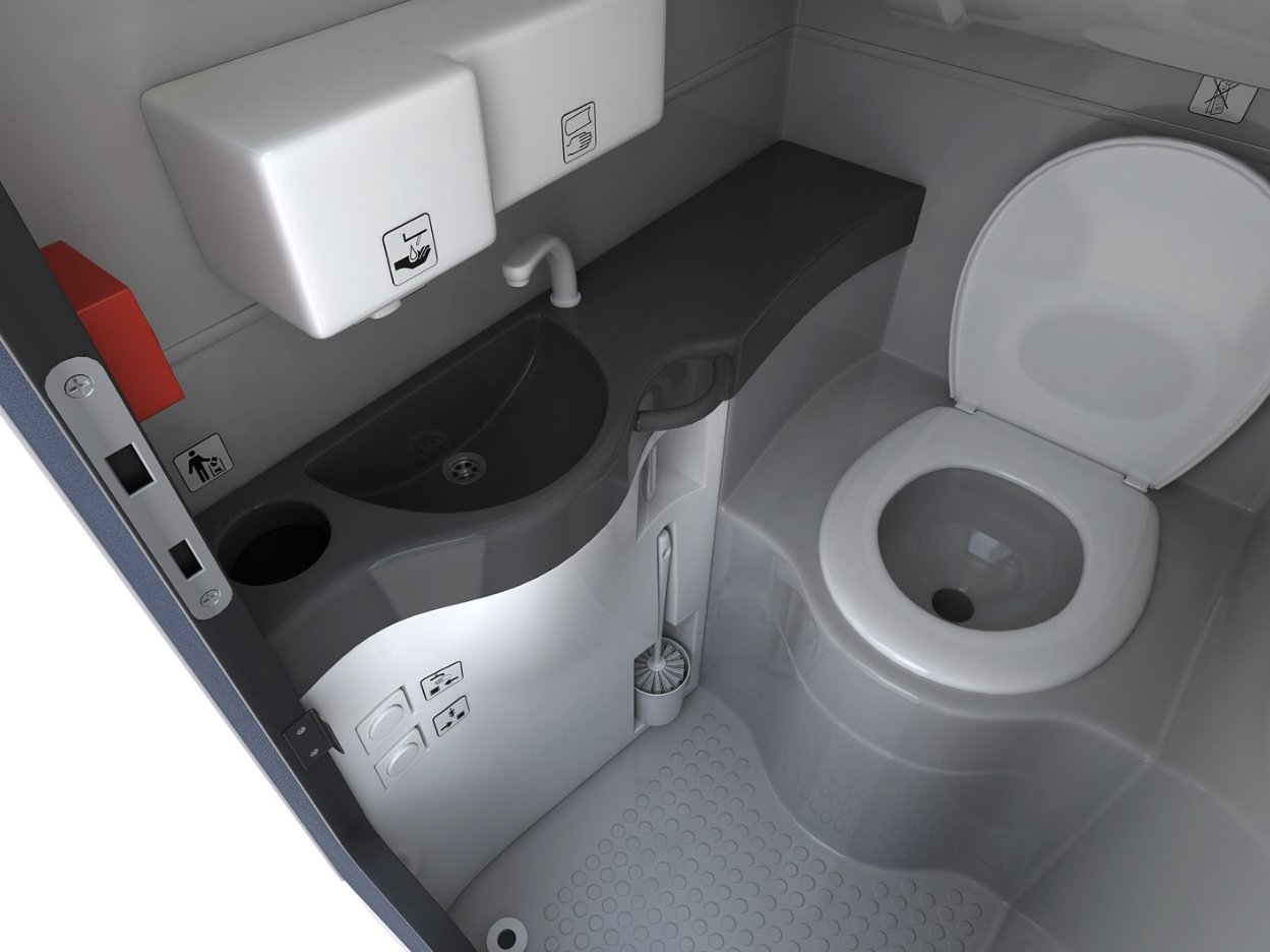Bus toilet system complete unit with wash basin and western toilet